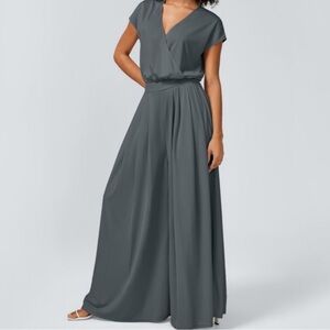 Halara | Women’s V Neck Pocket Wide Leg Waffle Casual Jumpsuit Size XS